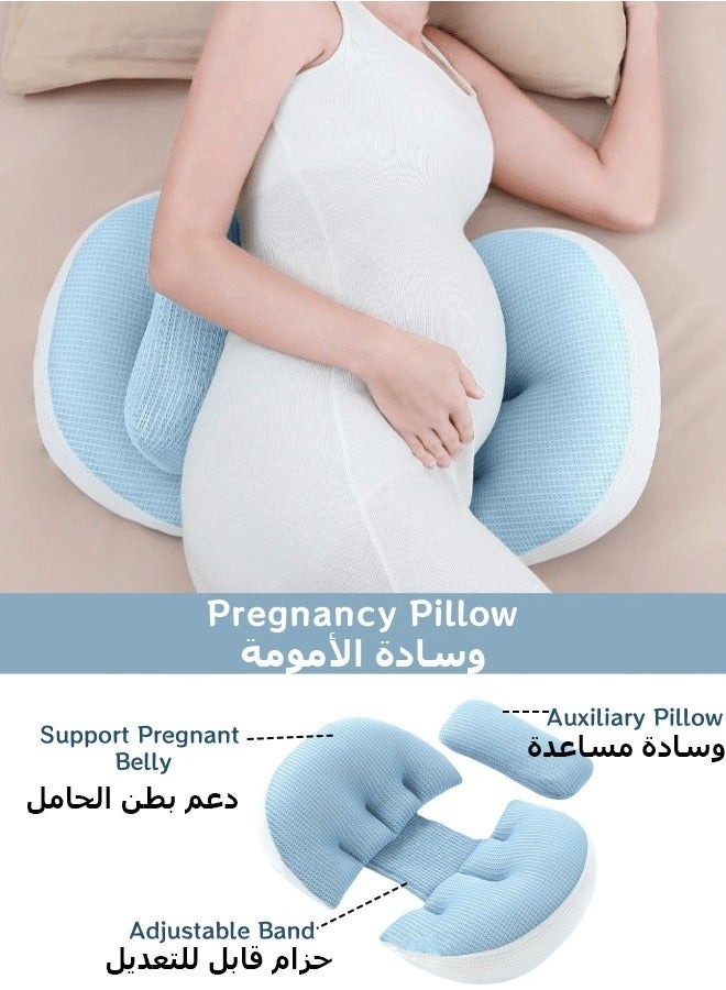 SHAOZHEN Pregnancy Pillow Pregnancy Sleep Pillow Pregnancy Body Pillow Waist Protector + Auxiliary Pillow Removable And Adjustable Supports The Back, Legs, Abdomen, And Buttocks Of Pregnant Women - Image 1