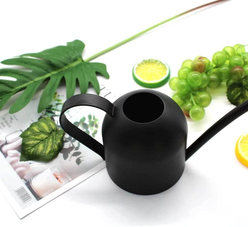 YISSSN Small Watering Can for Indoor Plants, 15oz/450ml Stainless Steel Long Spout Watering Can for Succulents, Herbs (Black) - Image 4