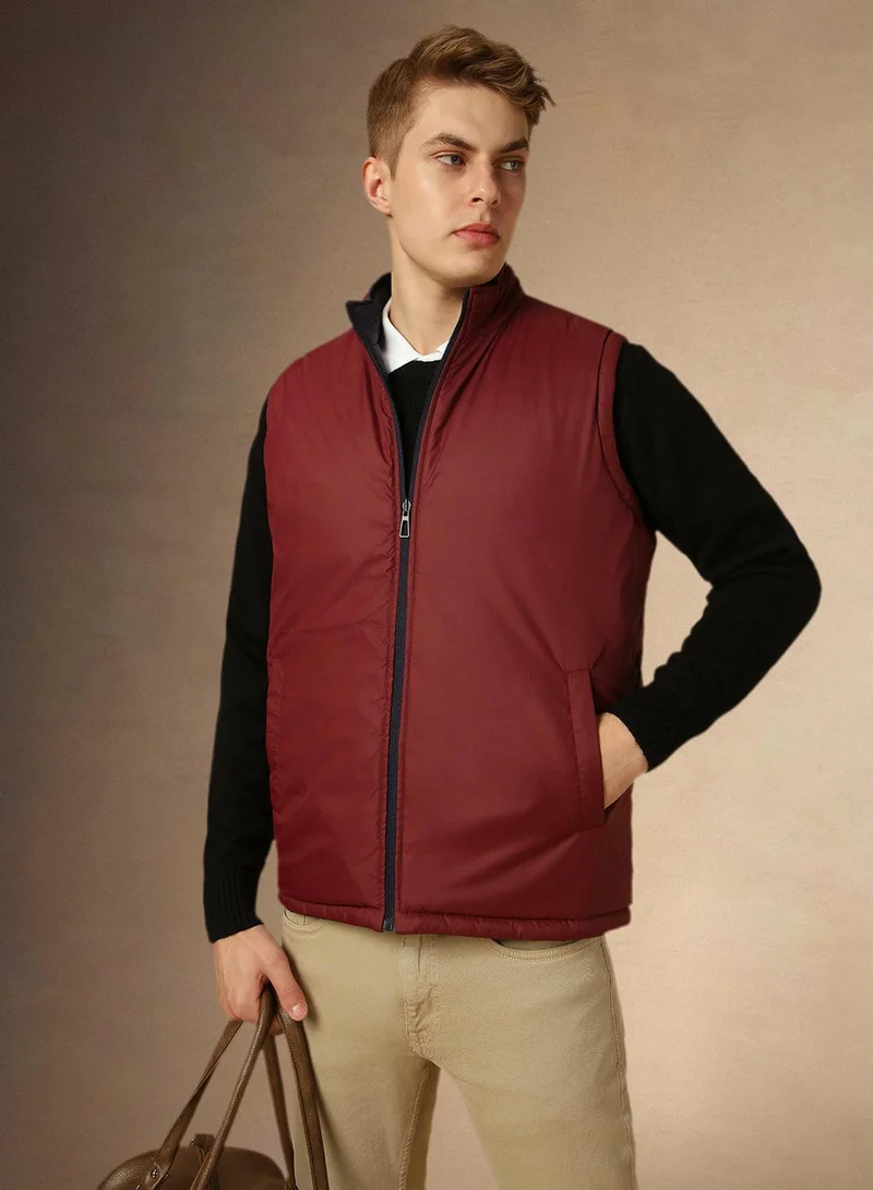 Dennis Lingo Men's Navy 100% Polyester Solid Padded Regular Fit Jacket