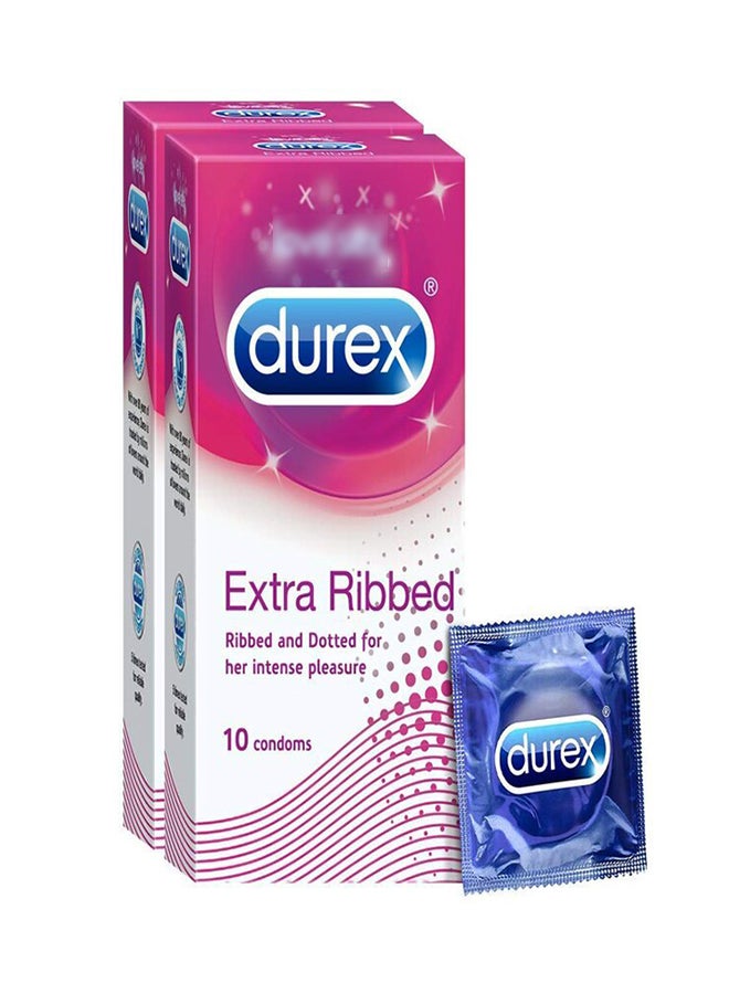 Extra Ribbed Condoms - 10 Count (Pack of 2)