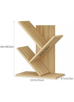 HOOKOR 3-Layer Forked Bookshelf Storage Rack, Wooden Storage Rack for CDs/Book/Movies, Practical Storage Rack for Bedrooms, Living Rooms,Offices,Light Walnut Color (59-01)  - Image 2