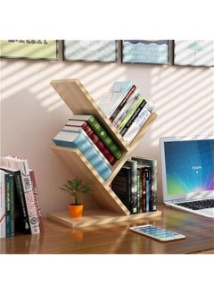 HOOKOR 3-Layer Forked Bookshelf Storage Rack, Wooden Storage Rack for CDs/Book/Movies, Practical Storage Rack for Bedrooms, Living Rooms,Offices,Light Walnut Color (59-01)  - Image 3