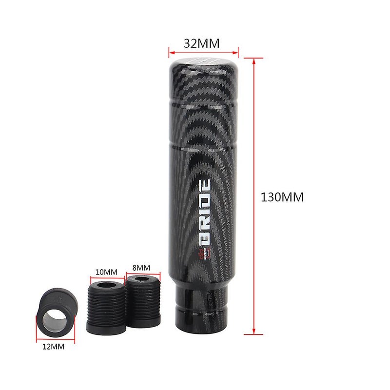 Carbon Fiber Black1 Universal Manual Car Aluminium Carbon Style 13cm Gear Shift Knob Shifter Lever Head With M8 M10 - Image 2