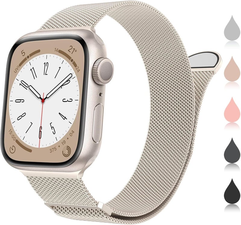 XST Compatible for Apple Watch Band 38mm 40mm 41mm 42mm 44mm 45mm 46mm 49mm Stainless Steel Mesh Loop Wristband Strap Compatible with iWatch Ultra Series 11/10/9/8/7/6/5/4/3/2/1/SE Multi Color - Image 1