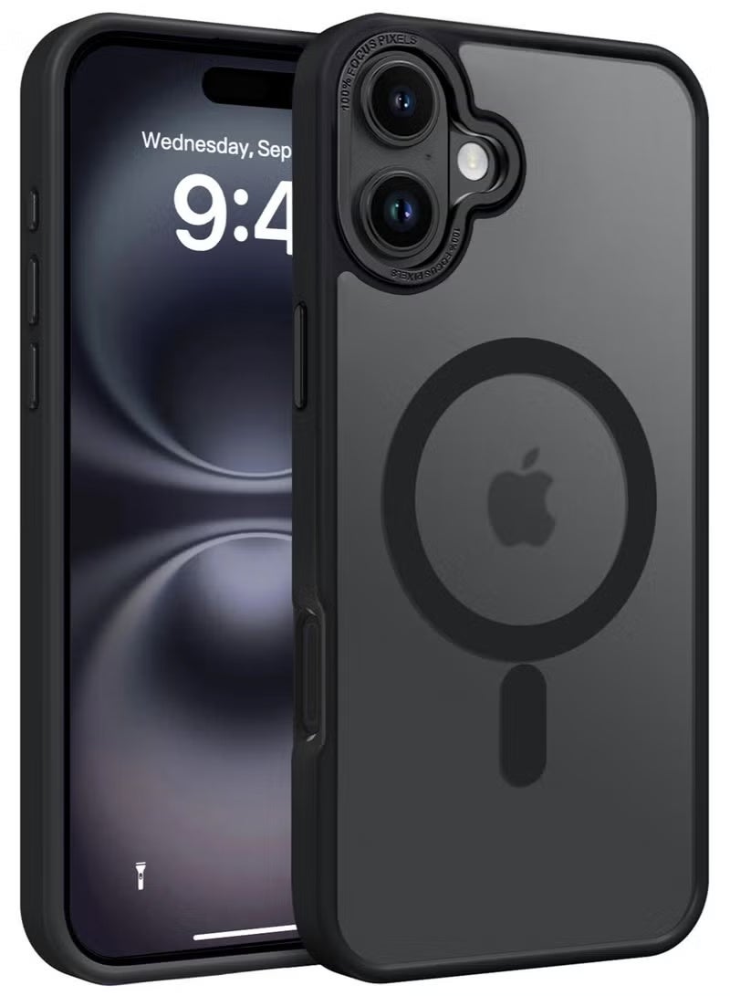 Gecomo iPhone 16 Plus MagSafe Case Magnetic Back Cover,【Full Shockproof Protection】Translucent Matte Back, Slim Phone Cover with Strong Magnet for Apple 16 Plus (2024)(Black) - Image 1