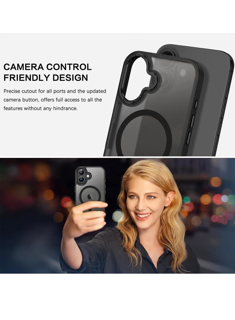Gecomo iPhone 16 Plus MagSafe Case Magnetic Back Cover,【Full Shockproof Protection】Translucent Matte Back, Slim Phone Cover with Strong Magnet for Apple 16 Plus (2024)(Black) - Image 2