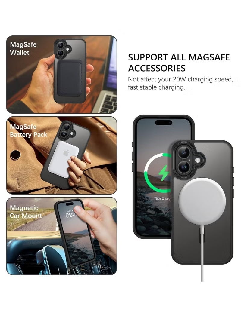 Gecomo iPhone 16 Plus MagSafe Case Magnetic Back Cover,【Full Shockproof Protection】Translucent Matte Back, Slim Phone Cover with Strong Magnet for Apple 16 Plus (2024)(Black) - Image 3