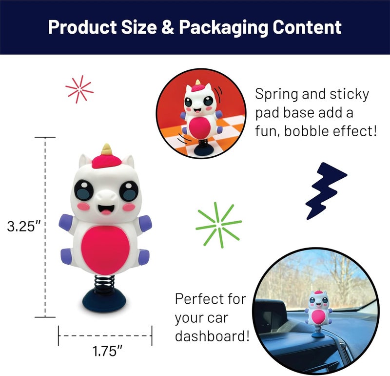 GOOFBALLS Unicorn Dashboard Dancer – Magical Happy Unicorn Bobblehead with Bright Pink Belly and Purple Hooves – Fun Car Accessory and Gift for Anyone Who Needs a Little Magic Plastic - Image 3