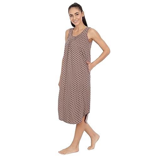 BLAZON Women's Cotton Hosiery Maxi Night Wear with Pockets (13010_BLZ_Allium_BGY_01_5XL_Brownish Grey_5XL) - Image 3
