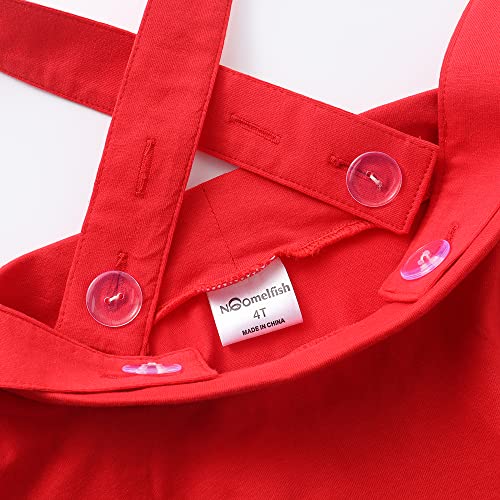 Noomelfish Girls Suspender Skater Skirt Stretchy Cotton Flared Overall Dress, Red, Size 7-8 Years - Image 2