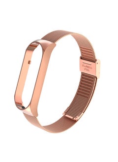 Metal Strap For XiaomiBand 6 5 Milanese Loop Three-bead Stainless Steel Mesh Strap Compatible For Xiaomi34 Smart Bracelet-Color:Snap-in-rose Gold-Specifications:Mi Band 5/6 Universal