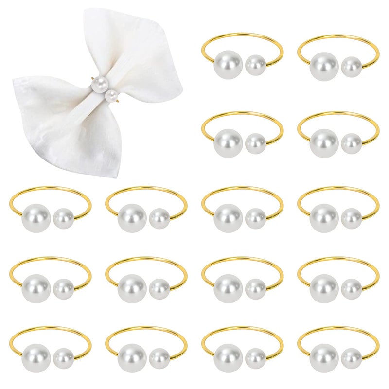 KPOSIYA KPOSIYA Pearl Napkin Rings  Set of 20 Gold Napkin Holder Table Napkin Buckles for Dinning Table Setting Christmas Wedding Party Supplies PearlGold 20 