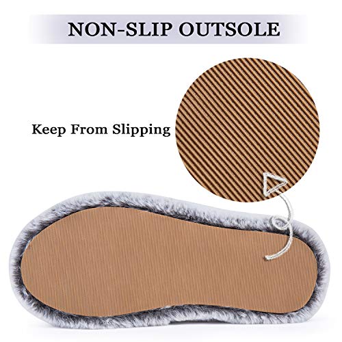 DL Fluffy Womens Cross Band Open Toe Soft Plush Fleece Bedroom Slippers - Memory Foam Comfy Non-Slip Fuzzy Indoor Slippers - Pink, Gray, Black, White - Image 5