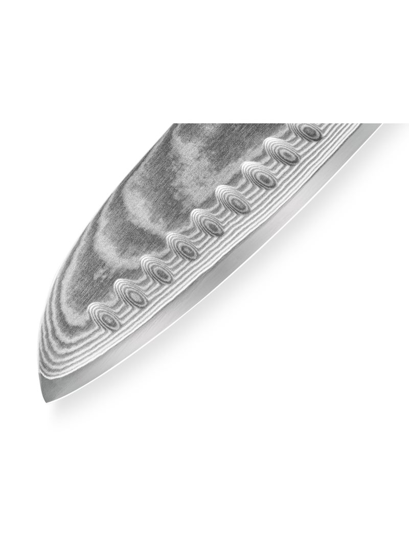 Samura Samura Damascus Santoku Knife | 7 Inch Blade | Ergonomic G-10 handle with  Steel Bolster | Damascus Steel Blade | Durable | Better Control | Precision Cutting  - Image 5