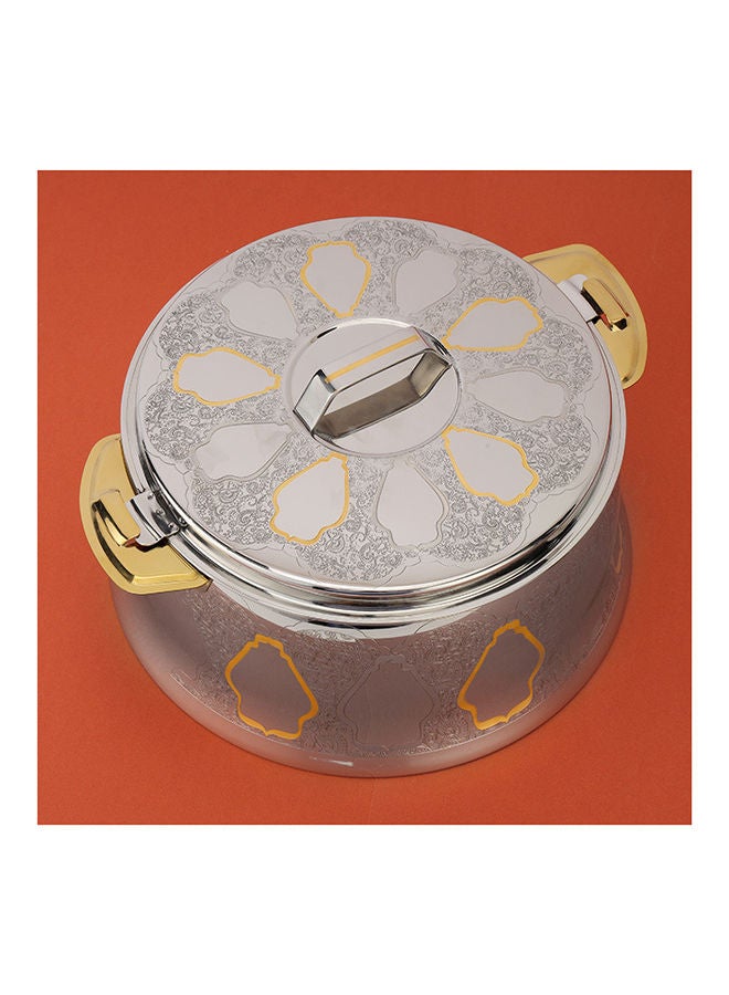 Royalford Emperor Stainless Steel Hotpot Food-Grade Hot And Cold Hotpot With Double Wall Vacuum Insulation Firm Twist Lock To Keep Food Fresh For Long Silver with Golden Print 26.5x26.5x14 cmml - Image 4