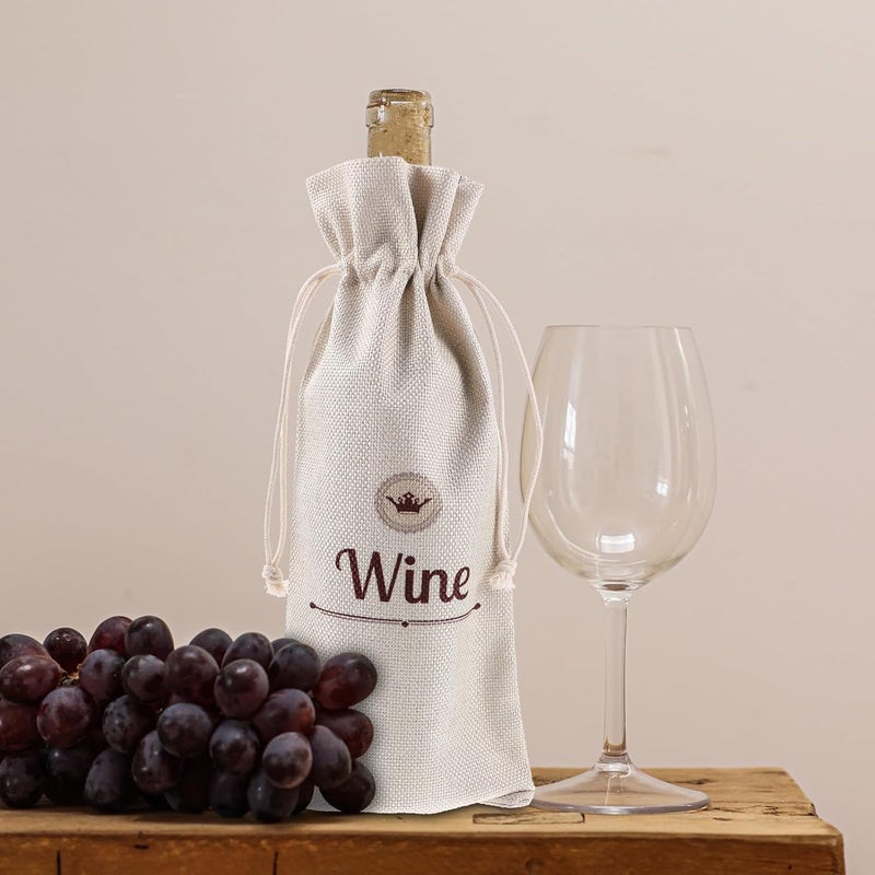 Didiseaon 6pcs Linen Drawstring Wine Bottle Pouches Reusable Wrapping Bags Elegant Packaging for Travel and Party Use - Image 4
