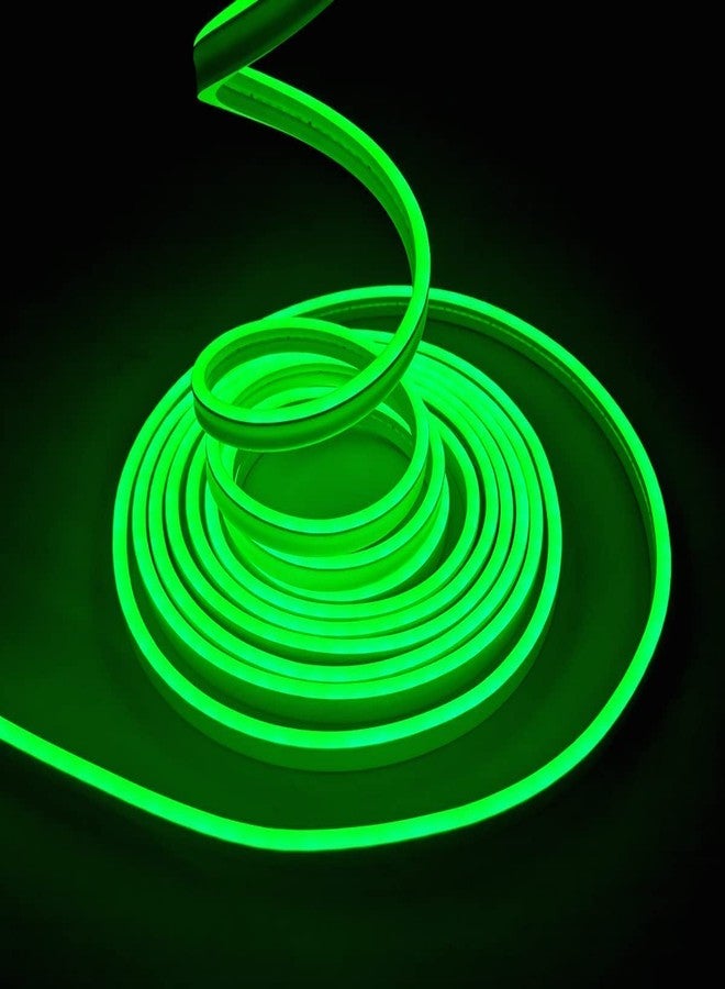 Gesto 16.4Feet Long with 12V Adaptor LED Strip Neon Rope Lights,Flat Silicone Neon Rope Light Flexible Cuttable String, IP65 Waterproof LED Strips for Indoor Outdoor Decoration (Green) - Image 1