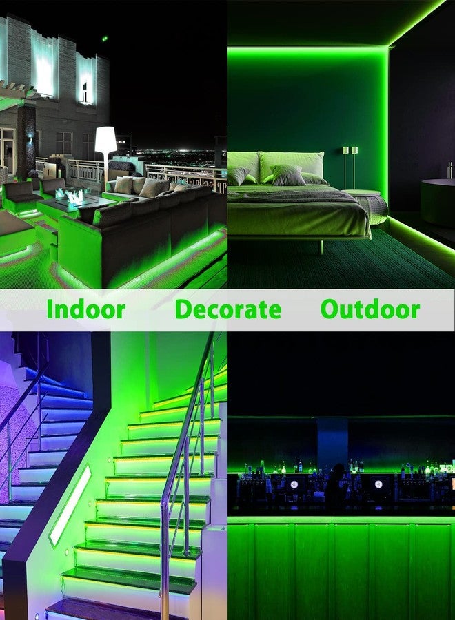 Gesto 16.4Feet Long with 12V Adaptor LED Strip Neon Rope Lights,Flat Silicone Neon Rope Light Flexible Cuttable String, IP65 Waterproof LED Strips for Indoor Outdoor Decoration (Green) - Image 5