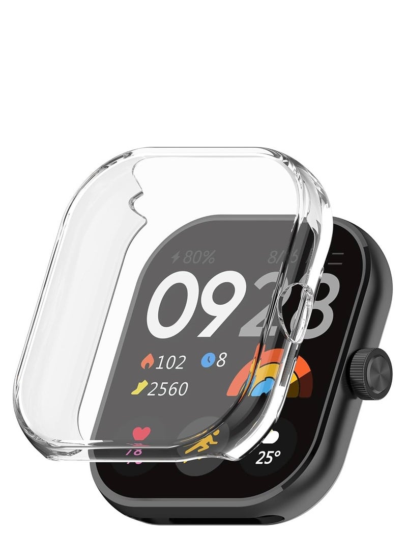 جراب متوافق مع ساعة شاومي ريدمي ووتش 4 من جميع الجوانب مع شاشة حماية مدمجة ، غطاء ناعم من البولي يوريثين الحراري المقاوم للصدمات واقي رفيع ممتص شفاف