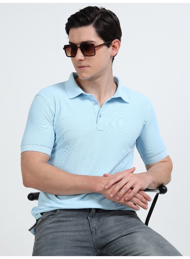 QUCO Sky Blue Dryfit Polo T-Shirt for Men - Image 1