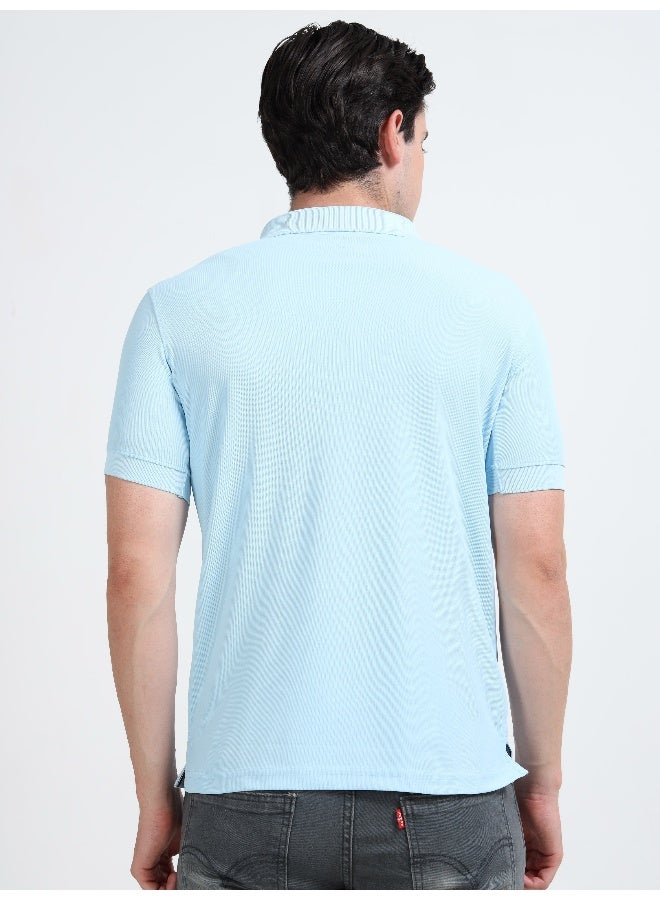 QUCO Sky Blue Dryfit Polo T-Shirt for Men - Image 2