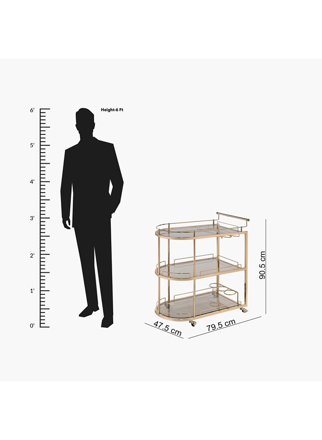 Home Box Portola 3-Tier Serving Trolley 47.5 x 90.5 x 79.5 cm - Image 4