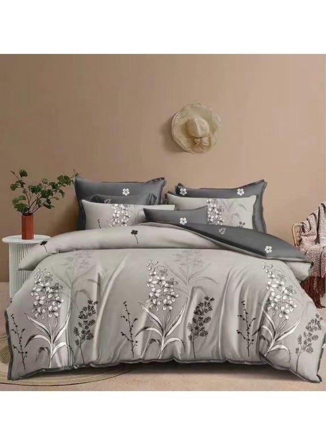 طقم مفروشات سرير بحجم كينج - طقم ملاءات سرير من 6 قطع مع غطاء لحاف، ملاءة سرير مثبتة بجيوب عميقة، و4 أغطية وسائد - ملاءات سرير عالية الجودة لراحة وأناقة يومية