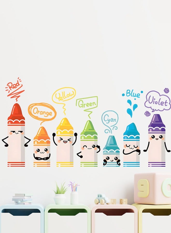 Cartoon Colorful Crayons Wall Stickers, Self-Adhesive Kids Room Decor, Classroom Nursery Kindergarten Wall Decals, Creative DIY Art for Children - Image 1
