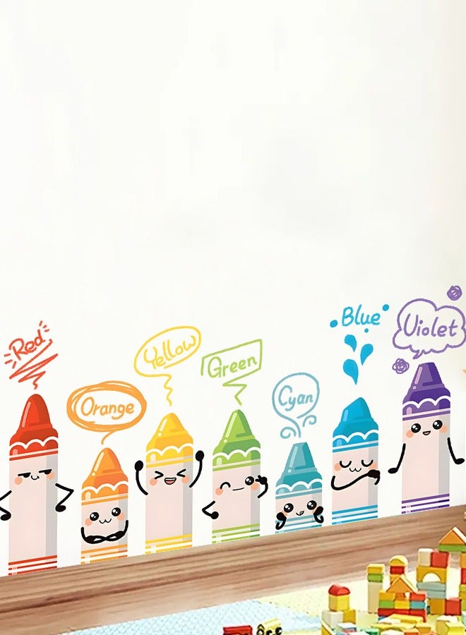 Cartoon Colorful Crayons Wall Stickers, Self-Adhesive Kids Room Decor, Classroom Nursery Kindergarten Wall Decals, Creative DIY Art for Children - Image 2