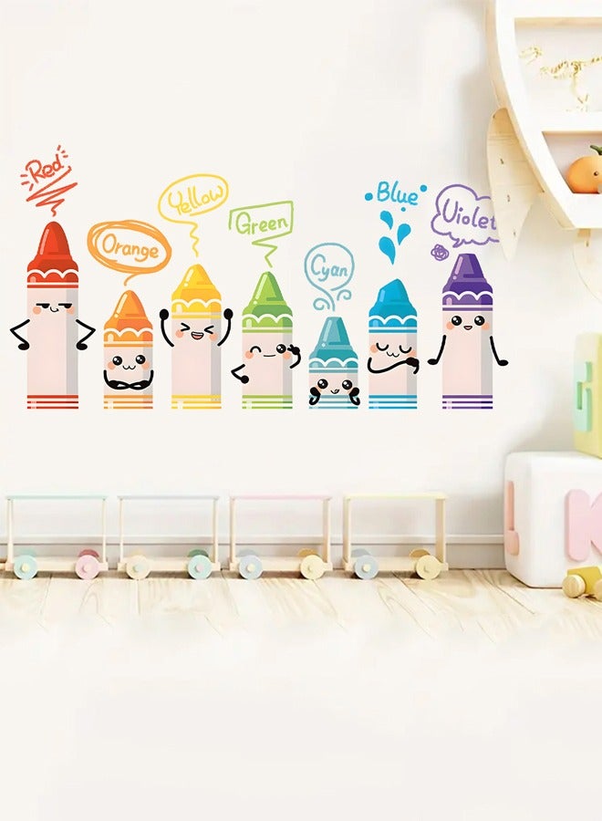 Cartoon Colorful Crayons Wall Stickers, Self-Adhesive Kids Room Decor, Classroom Nursery Kindergarten Wall Decals, Creative DIY Art for Children - Image 3