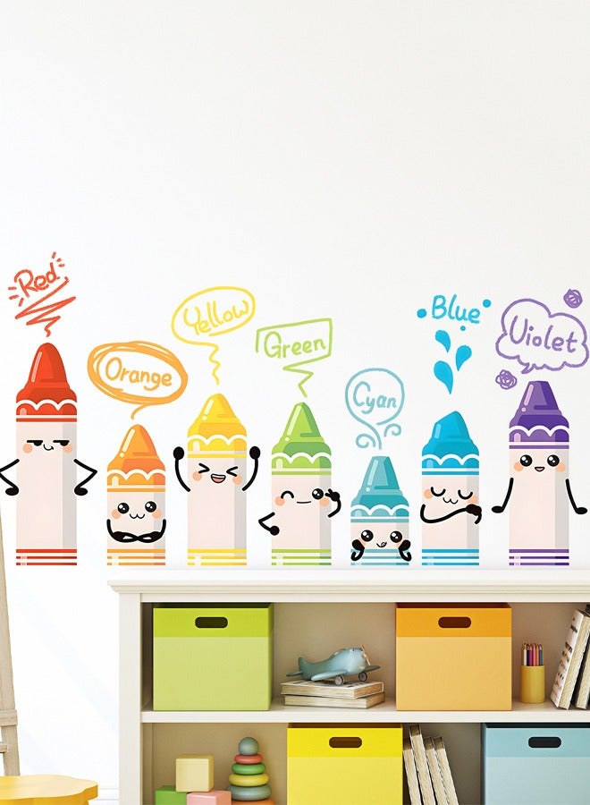 Cartoon Colorful Crayons Wall Stickers, Self-Adhesive Kids Room Decor, Classroom Nursery Kindergarten Wall Decals, Creative DIY Art for Children - Image 4