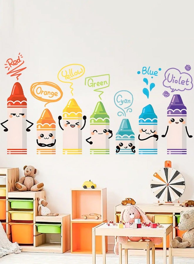 Cartoon Colorful Crayons Wall Stickers, Self-Adhesive Kids Room Decor, Classroom Nursery Kindergarten Wall Decals, Creative DIY Art for Children - Image 5
