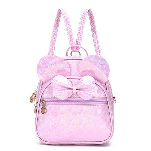 KL928 Girls Bowknot Polka Dot Cute Mini Backpack Small Daypacks Convertible Shoulder Bag Purse for Women (Shiny Purple) - Image 1