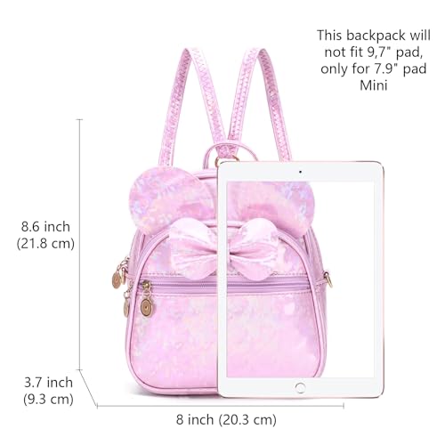 KL928 Girls Bowknot Polka Dot Cute Mini Backpack Small Daypacks Convertible Shoulder Bag Purse for Women (Shiny Purple) - Image 2