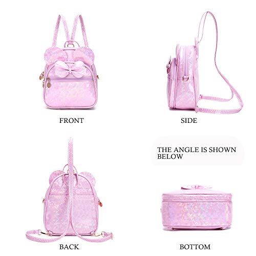 KL928 Girls Bowknot Polka Dot Cute Mini Backpack Small Daypacks Convertible Shoulder Bag Purse for Women (Shiny Purple) - Image 5