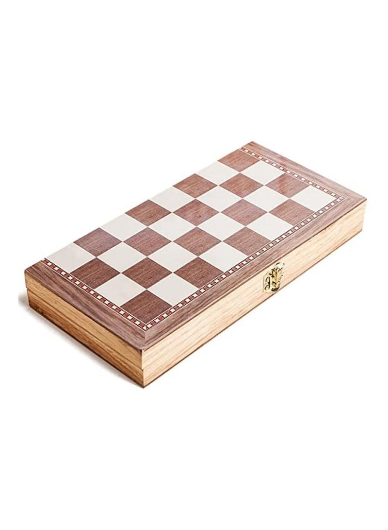Generic 3-in-1 Wooden Folding Chess Checkers Backgammon Board Game Set with Storage - Image 2