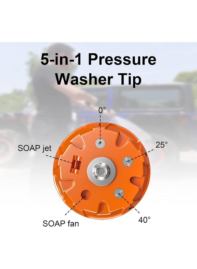 POHIR Adjustable Pressure Washer Nozzle Tip, 5 In 1 Quick Changeover Power Washing Nozzle With 1/4 Quick Connect, Pressure Washer Multi Nozzle Head 3600 Psi  - Image 4