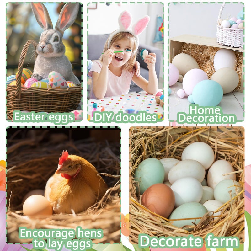 Sportsvoutdoors 15pcs Wooden Fake Eggs  3-Color Wooden Easter Eggs  DIY Kitchen Pretend Game Food Set  Children's Kitchen Game Toys  Home Decoration Products  Fake Eggs for Home Farm Decoration  - Image 4
