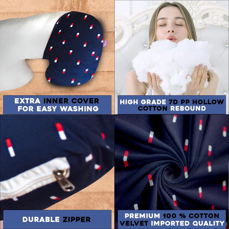 Get It GET IT Maternity Pilow | Pregnancy Pillow | Premium 3 in 1 Multi Usage as Breastfeeding | Dismantle Model | Back Pain | Leg pelivs Support | 6 Months Warranty (Navy Blue Print) - Image 5