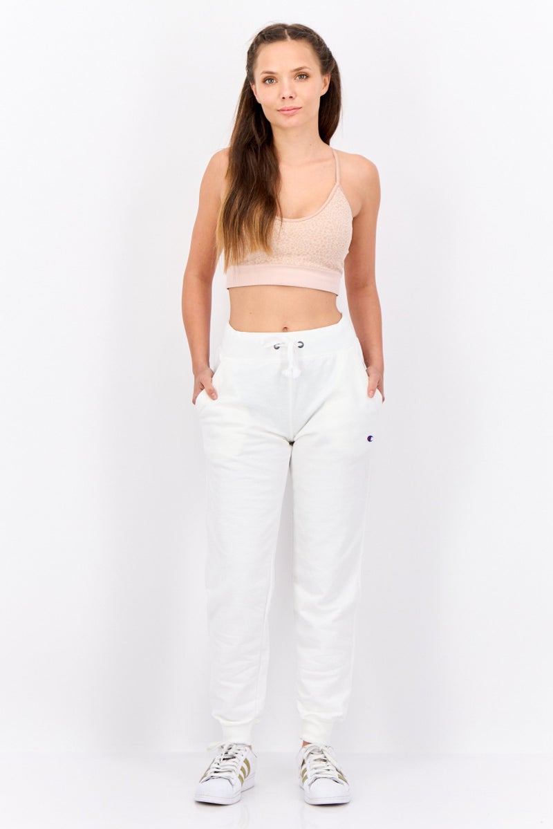 Champion Women Sportswear Fit Embroidered  Logo Training Sweatpants, White  - Image 3