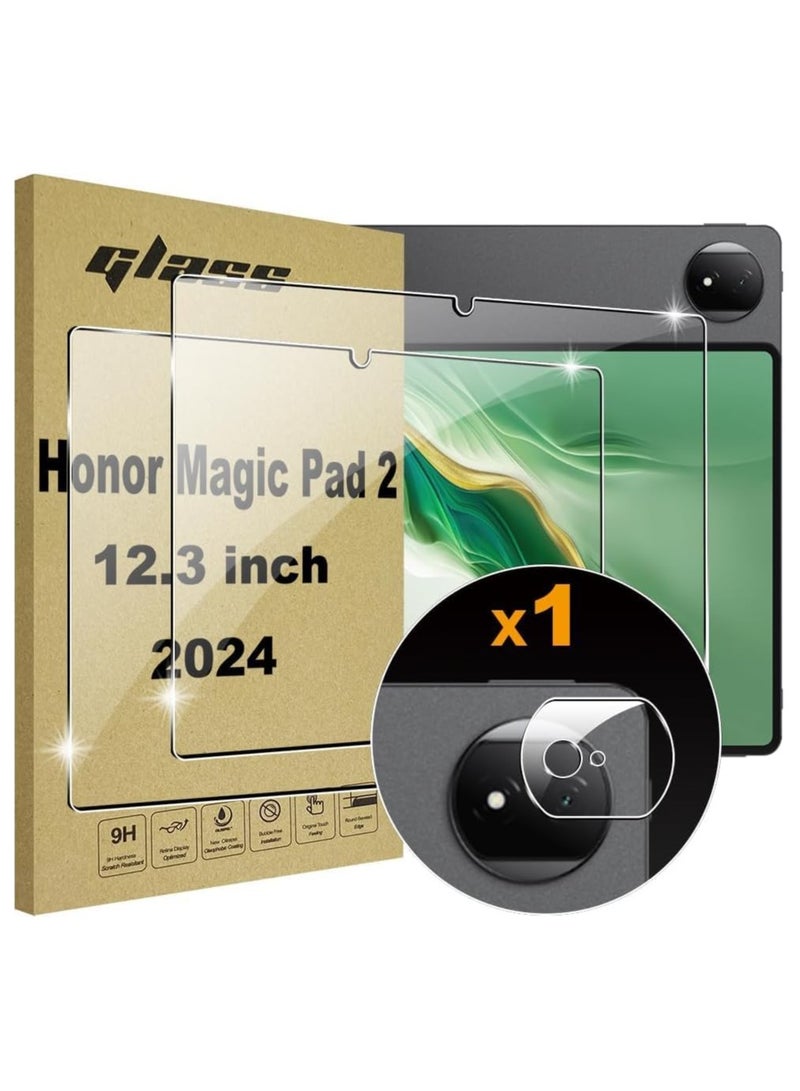 Compatible with Honor MagicPad 2 12.3 inch 2024 Screen Protector 2+1 Pack Tempered Glass Camera Lens Protector + HD 9H - Image 1