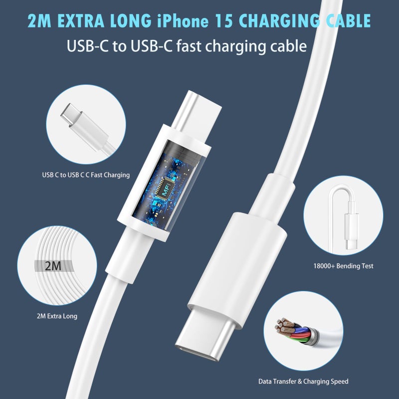 DiHines USB C Charger for iPhone 17 16 15 Charger 30W Fast Charger USB C Plug and Cables, 2 Pack Type C UK Wall Super Charge Phone Power Adapter for iPhone 17/16/15/Pro/Max/Air/iPad/Samsung S25 Ultra/S24/S23 - Image 4
