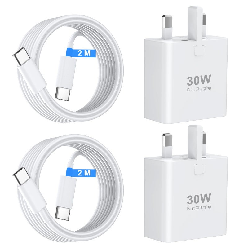 DiHines USB C Charger for iPhone 17 16 15 Charger 30W Fast Charger USB C Plug and Cables, 2 Pack Type C UK Wall Super Charge Phone Power Adapter for iPhone 17/16/15/Pro/Max/Air/iPad/Samsung S25 Ultra/S24/S23 - Image 1