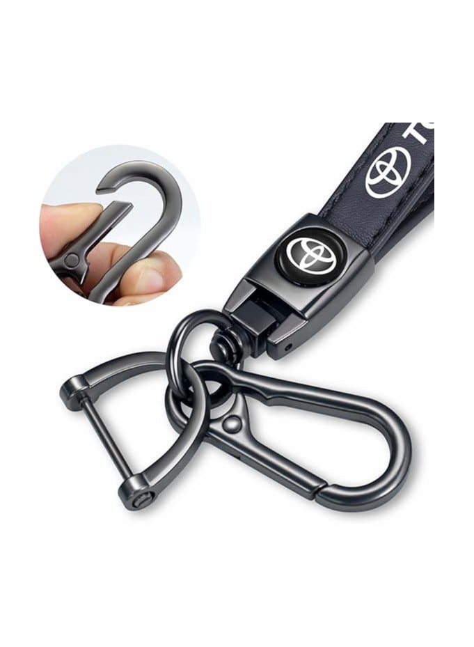 بيوينتي سلسلة مفاتيح سيارة تويوتا من الجلد الأصلي الفاخر للرجال والنساء - إكسسوارات متينة لحلقة المفاتيح، هدية مثالية للعائلة، هدية لعشاق السيارات - Image 3