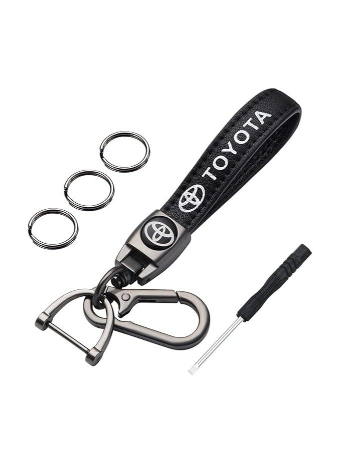 بيوينتي سلسلة مفاتيح سيارة تويوتا من الجلد الأصلي الفاخر للرجال والنساء - إكسسوارات متينة لحلقة المفاتيح، هدية مثالية للعائلة، هدية لعشاق السيارات - Image 2