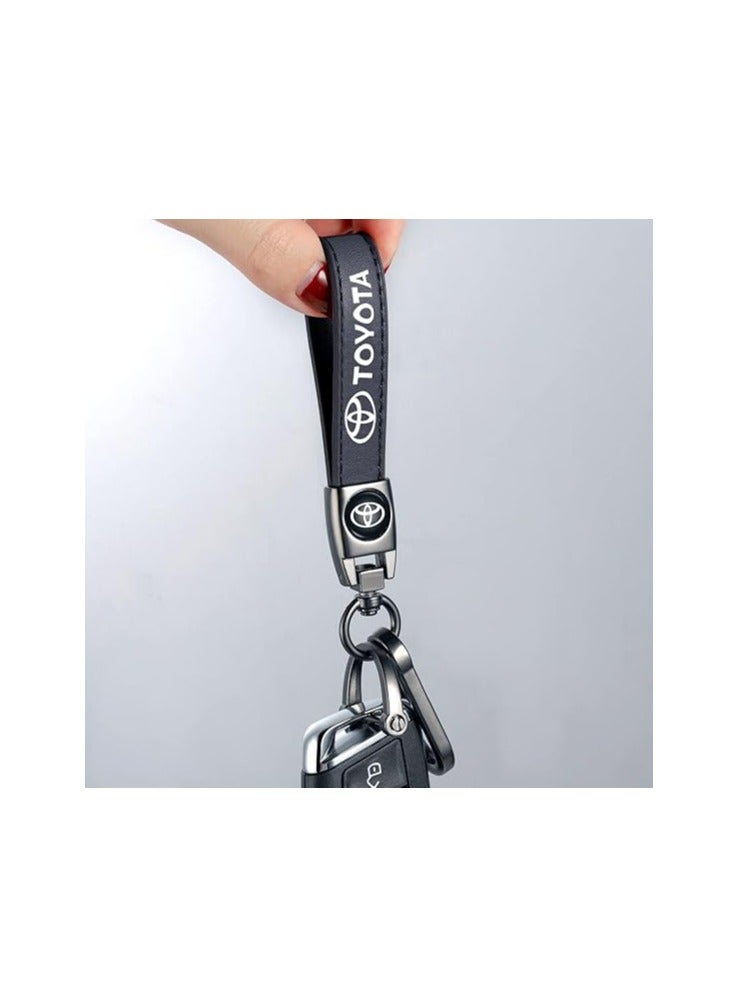 بيوينتي سلسلة مفاتيح سيارة تويوتا من الجلد الأصلي الفاخر للرجال والنساء - إكسسوارات متينة لحلقة المفاتيح، هدية مثالية للعائلة، هدية لعشاق السيارات - Image 4