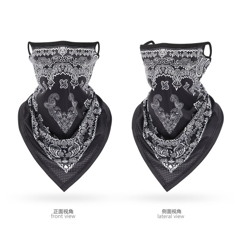 Generic Ice Silk Mesh Triangle Bandana Breathable Cycling UV Protection Unisex Outdoor Neck Gaiter black cashew flower