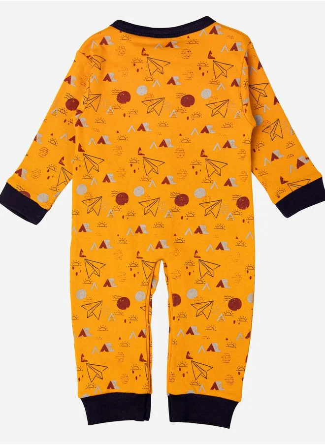 Babies Basic Printed Cotton Long Sleeves Sleepsuit