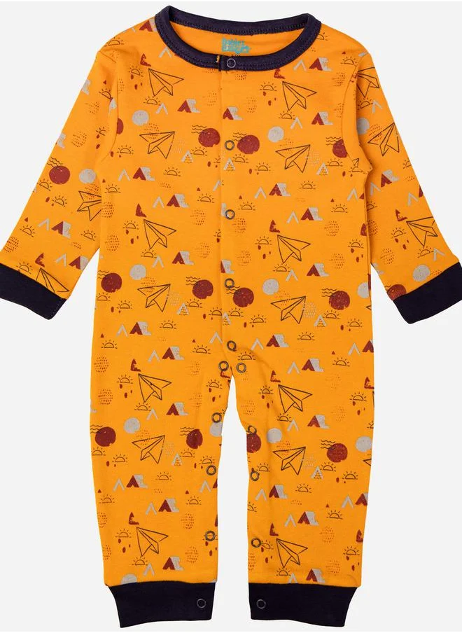 Babies Basic Printed Cotton Long Sleeves Sleepsuit