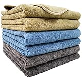 Polyte Microfiber Cleaning Towel (16x24, 6 Pack, Professional, Blue,Camel,Gray) - Image 1